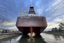 Interlake最近在新闻中为MV Mark W. Barker命名，这是41年来在五大湖上建造的第一艘新货船。