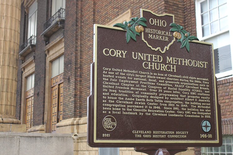 科里联合卫理公会教堂前的俄亥俄历史标志。